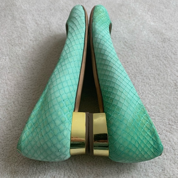 🌸HP🌸 Rare Find, J. Crew Collection Janey Snakeskin Flats, Metallic heels, 7.5 - Picture 16 of 16